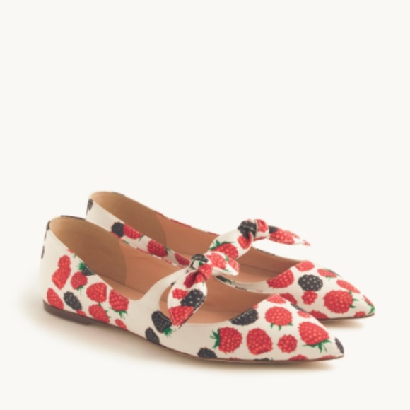 J. Crew Shoes - NWT J. Crew Berry-Print Tie-Front Flats